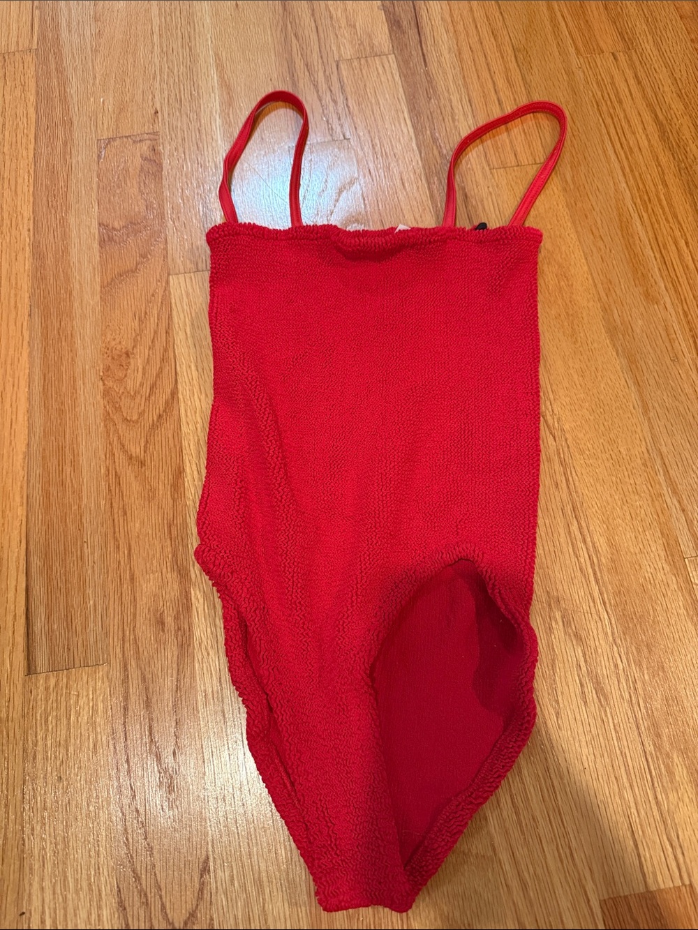 Hunza G Red Textured One-Piece Swimsuit